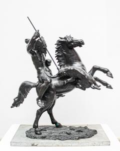 Tommaso Campajola (Attivo tra il XIX e il XX secolo), Guerriero a cavallo con lancia e fiera